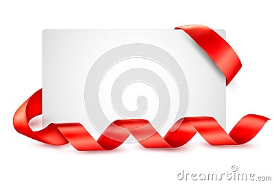 Card with red gift ribbons Vector Illustration