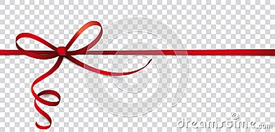 Card Red Thin Ribbon Bow Header Transparent Vector Illustration