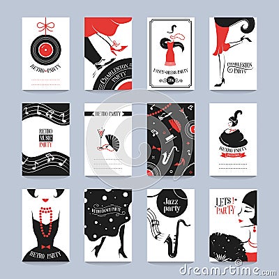 Card retro party Vector Illustration