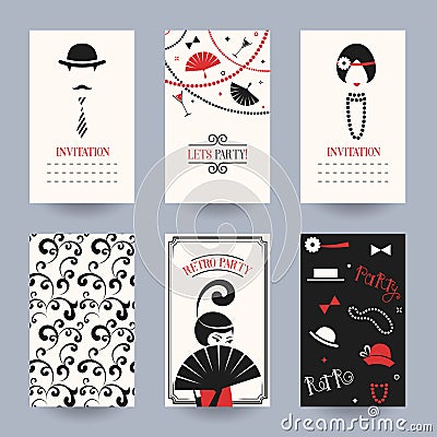 Card retro party Vector Illustration