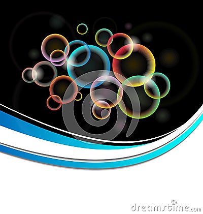 Card with set multicolor illuminated circles Vector Illustration