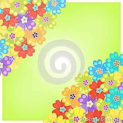 Card of spring Polyanthus primula flowers green. vector Vector Illustration