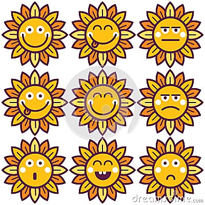 Card sticker label icon avatar logo element with Sunflower Vector Illustration