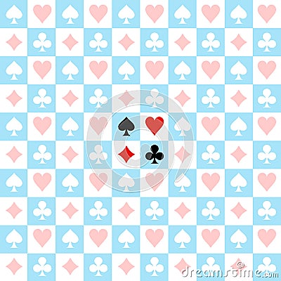 Card Suit Chess Board Blue White Background Vector Illustration