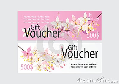 Card or tag for marketing Promotion with pink cassia flower design Vector Illustration