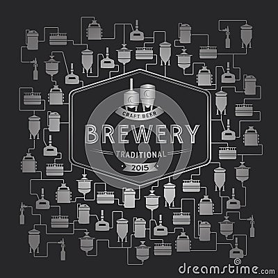 Card template with beer brewery element. Vector Vector Illustration