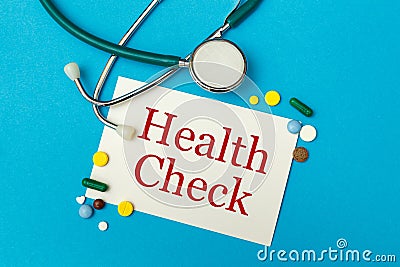 Card with text Health Check Stock Photo