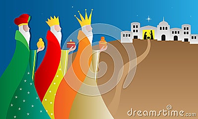 Card of the three wise men Vector Illustration