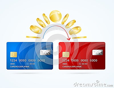 Card to Card Money Transfer Concept. Vector Vector Illustration