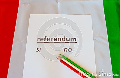 The card to cast their vote on a referendum held in Italy Editorial Stock Photo