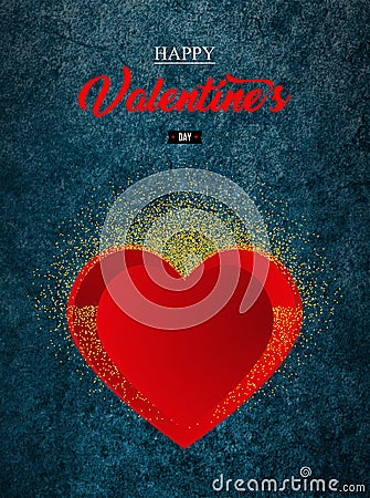 Valentine`s Day Card with sparkle glittering hart - vector. Vector Illustration