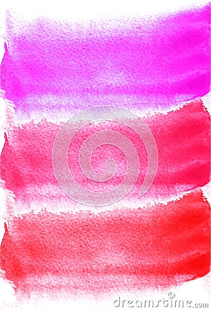 Card with watercolor blots. Purple, pink, red colors. Painting for your design. Abstract bright textured backdrop. Vector Illustration