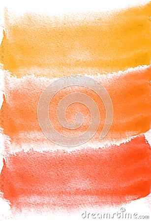 Card with watercolor blots. Yellow, orange and red colors. Painting for your design. Abstract bright textured backdrop. Vector Illustration