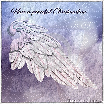 Christmas Card with Angel Wing Stock Photo