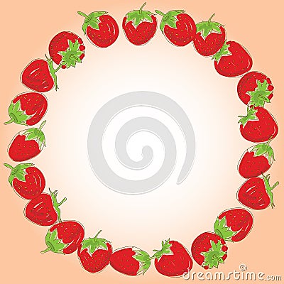 Card for your text Set red strawberries on a white background. Hand drawn sketch. Vector Illustration