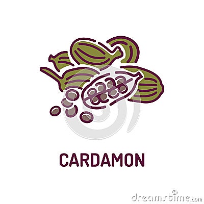 Cardamon seeds color line icon. Spices product. Cooking ingredient. Pictogram for web page, mobile app, promo Vector Illustration