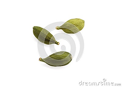 Cardamon Seeds, elettaria cardamomum on white background Stock Photo