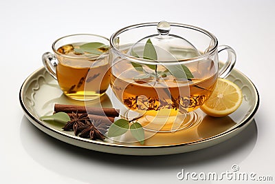 Cardamon Tea on white background Stock Photo