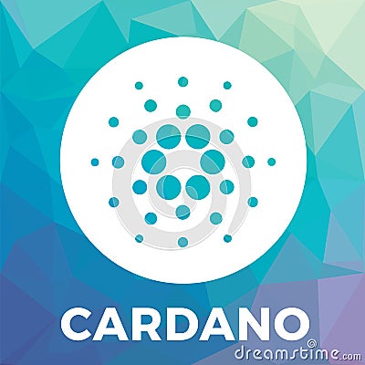 Cardano ADA decentralized public blockchain and layered cryptocurrency and contracts vector logo Vector Illustration