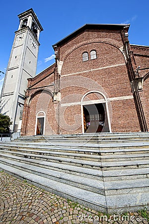 Cardano al campo in the brick tower sidewalk italy lombardy Stock Photo