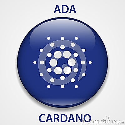 Cardano cryptocurrency blockchain icon. Virtual electronic, internet money or cryptocoin symbol, logo Vector Illustration