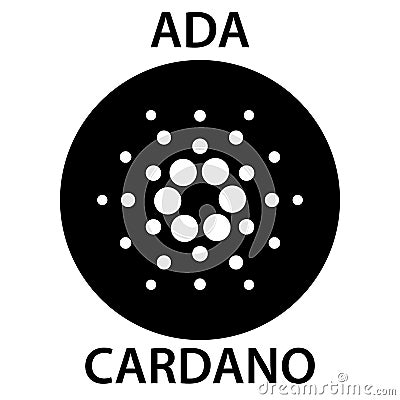 Cardano cryptocurrency blockchain icon. Virtual electronic, internet money or cryptocoin symbol, logo Vector Illustration