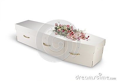 Cardboard bio-degradable eco coffin isolated with Stock Photo