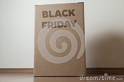 Cardboard box with black friday order written on the box Stock Photo