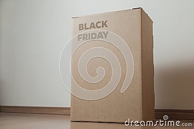 Cardboard box with black friday order written on the box Stock Photo