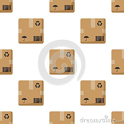 Cardboard Box Flat Icon Seamless Pattern Vector Illustration