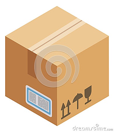 Cardboard box icon. Isometric closed cargo package Vector Illustration