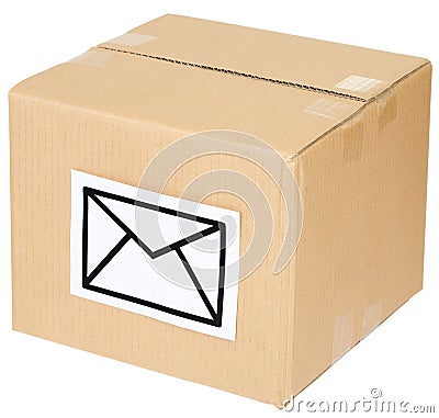 Cardboard box with a mail sign Stock Photo