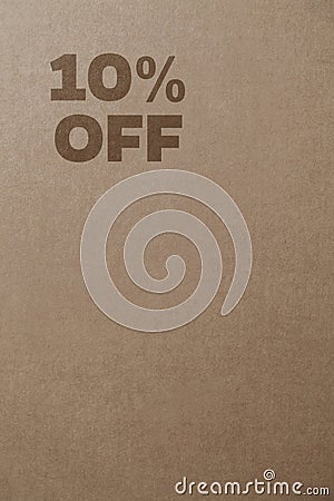 Cardboard box with 10% off order written on the box Stock Photo