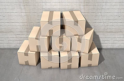 Cardboard Box Pile Industrial Stock Photo