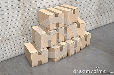 Cardboard Box Pile Industrial Stock Photo