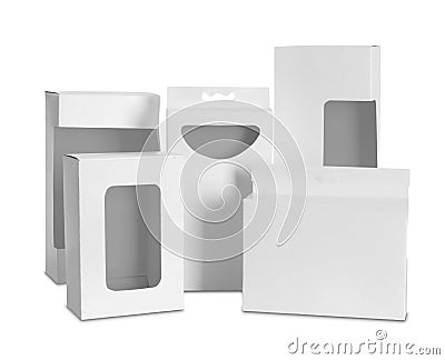 Cardboard box with a transparent plastic window Stock Photo