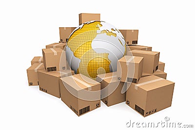 Cardboard boxes. Cargo, delivery and transportation logistics st Stock Photo