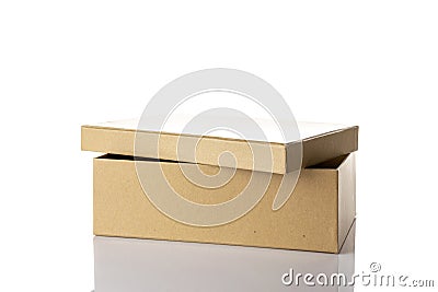 Cardboard boxes isolated. Brown carton package for shipping delivery on white background. Suitable for food, cosmetic or medical Stock Photo