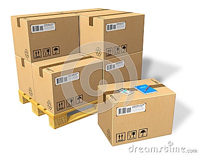 Cardboard boxes on pallet Stock Photo