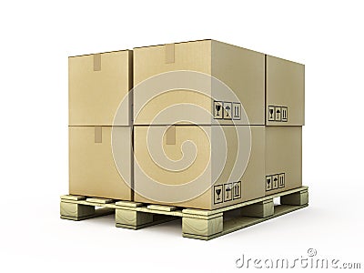 Cardboard boxes on pallet Stock Photo