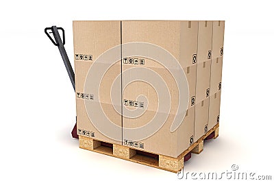 Cardboard boxes on pallet. Stock Photo