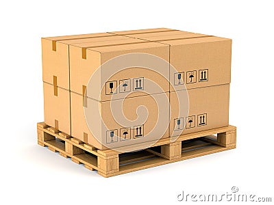 Cardboard boxes on pallet Stock Photo