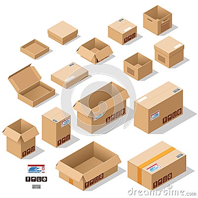 Cardboard boxes set Stock Photo