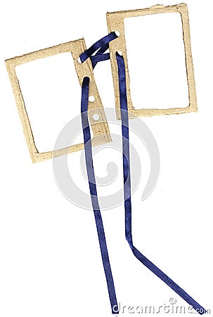Cardboard double frame for photos with a bow Stock Photo