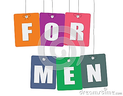 Cardboard hanging - colorful. Tags - for men. Vector Illustration