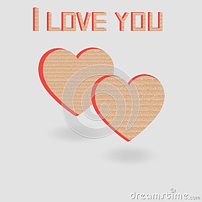 Cardboard heart on a gray background and I love you Stock Photo