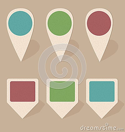 Cardboard icons on beige Vector Illustration