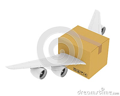 Cardboard with Jet Engines and Wings Isolated Stock Photo