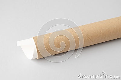 Cardboard mailing, shipping tube mockup Stock Photo