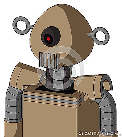 Cardboard Mech With Rounded Head And Vent Mouth And Black Cyclops Eye Stock Photo